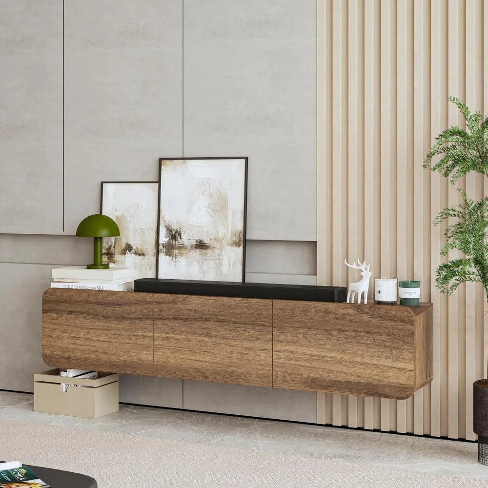 Atelier Mobili Floating TV Stand for 75 Inch TV, Wall Mounted Entertainment Center, Modern Media Console, Mid Century Modern TV