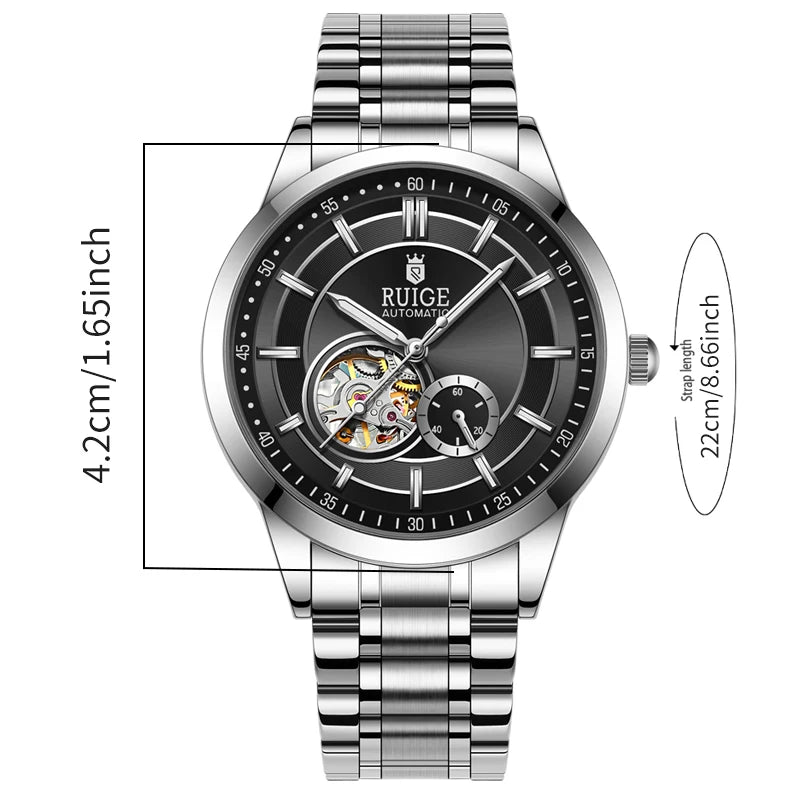 Men's Automatic Mechanical Watch - Elegant Stainless Steel, Calendar Function, Business and Leisure Style, Blue Dial and Date Wi - Uknowucme