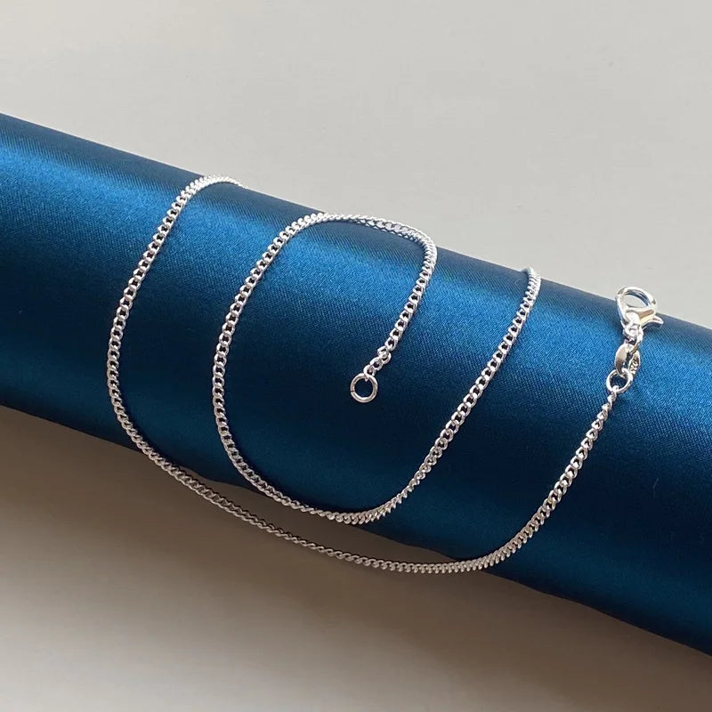 925 Sterling Silver 2MM 40-75cm Side Chain Necklace Men Women Charm Wedding Party Gift Jewelry Christmas Accessories - Uknowucme
