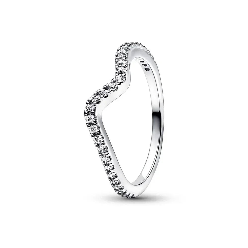 New High Quality 925 Sterling Silver pretty Radiant Heart Pavé Signet Ring Sparkling Wave ME Pavé & Red Dual Ring DIY Gift - Uknowucme