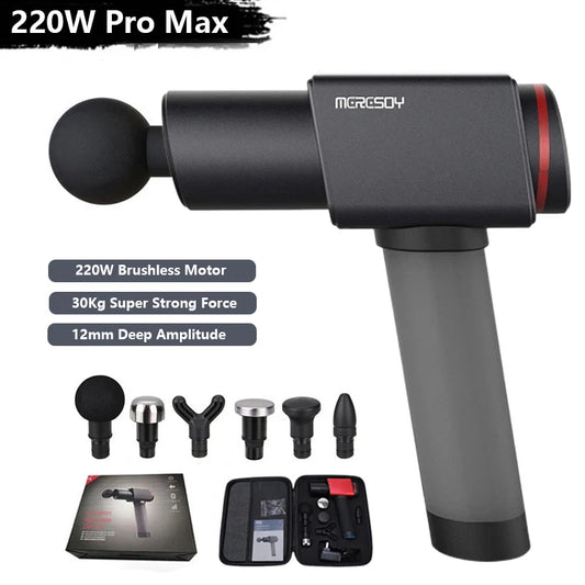 220W Professional Massage Gun 30KG Strong Impact Force Powerful Deep Muscle Massager Brushless Motor For Training Home Gym