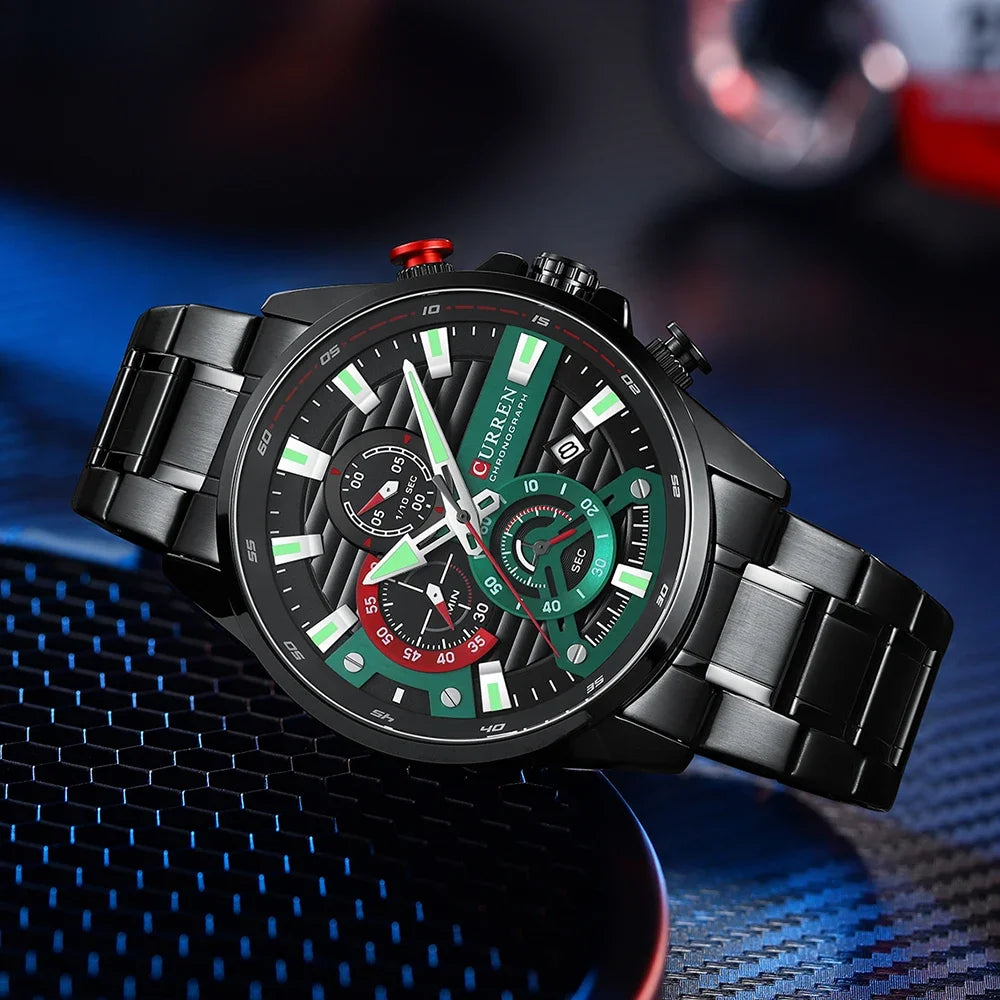 CURREN  Multifunctional Quartz Men's Watch Sport Stainless Steel Strap Luminous Watch with Automatic Date часы мужские наручные - Uknowucme
