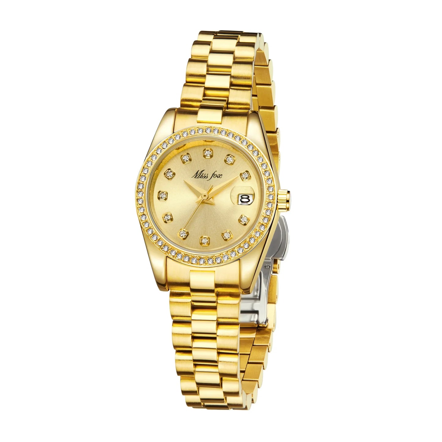 Iced Out Watch for Women Fashion Ladies Watches Diamond Bezel Quartz Wristwatch Female Gold Steel Reloj Mujer Waterproof Clock