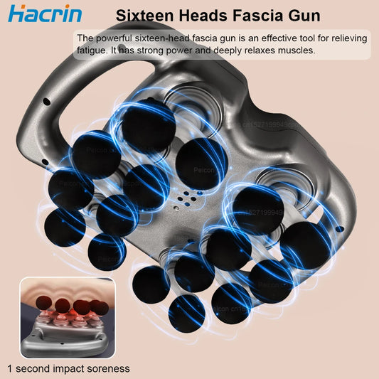 Fascia Gun Muscle Massager Gun High Frequency  Body Massage Machine Sixteen-head Waist Shoulder Professional Fascia Massage Gun