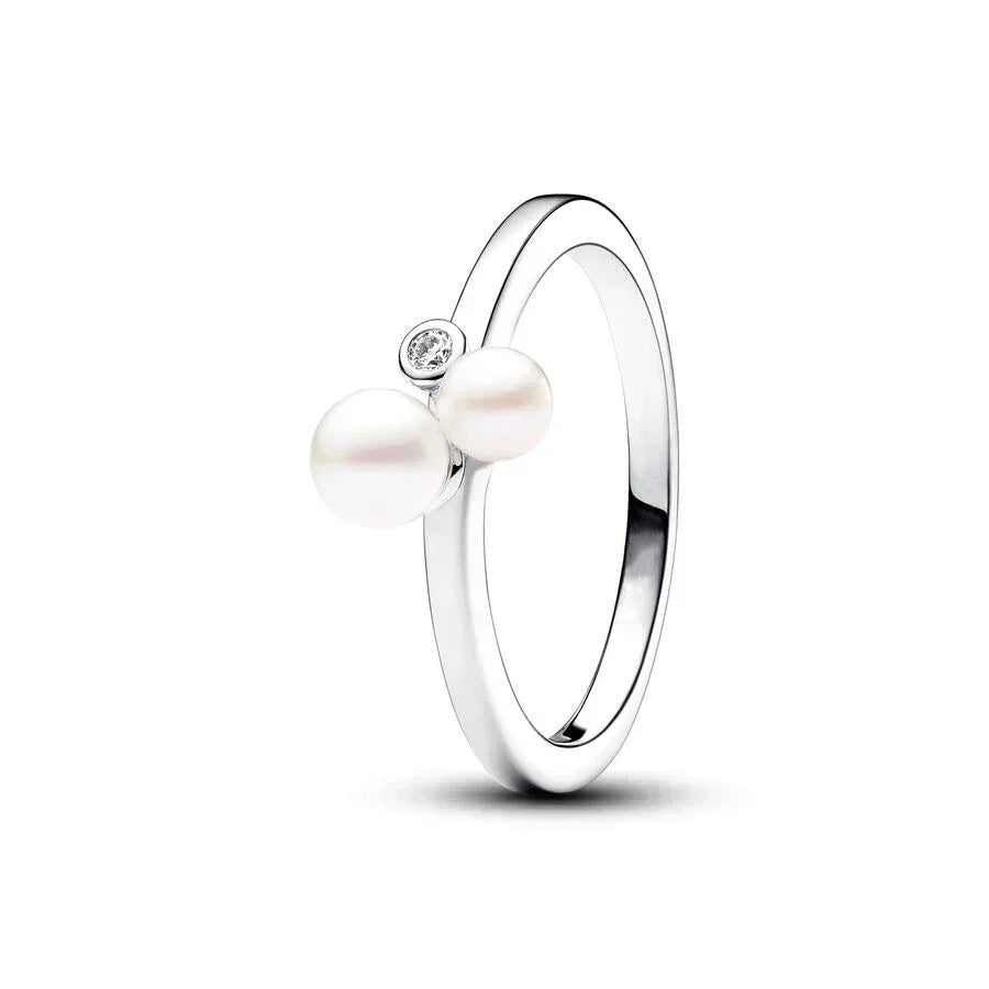 2024 New 925 Sterling Silver pretty Black Sparkling Row Eternity Overlapping Band Treated Freshwater Cultured Pearls Open Ring - Uknowucme