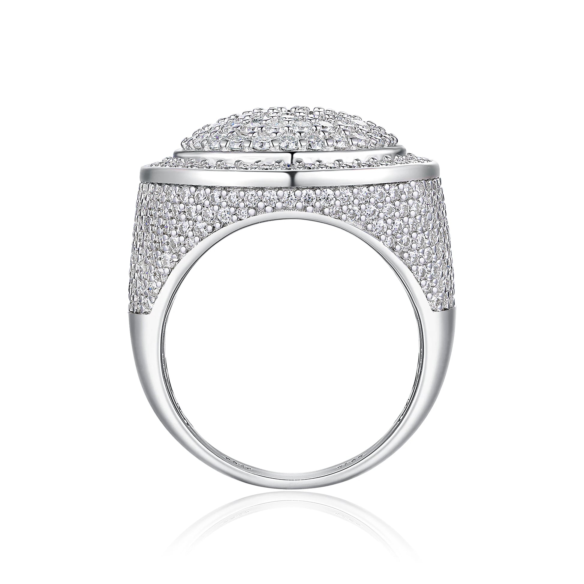 JIUZUAN Full Moissanite Ring Round Pave 925 Silver 18K Gold Plated Hip Hop Style Jewelry Gift Comes with GRA Certificate - Uknowucme