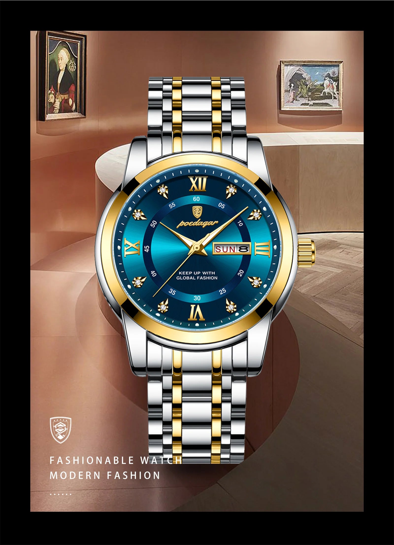 POEDAGAR Luxury Trendy Watch for Men Waterproof Luminous Date Week Man Watch Business Quartz Stainless Steel Men's Watches Reloj - Uknowucme