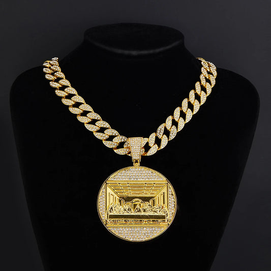 Hip hop Last Supper Pendant Jewelry Necklace Rap Singer Necklace Religious Men and Women Cuban Pop Chain Gift - Uknowucme