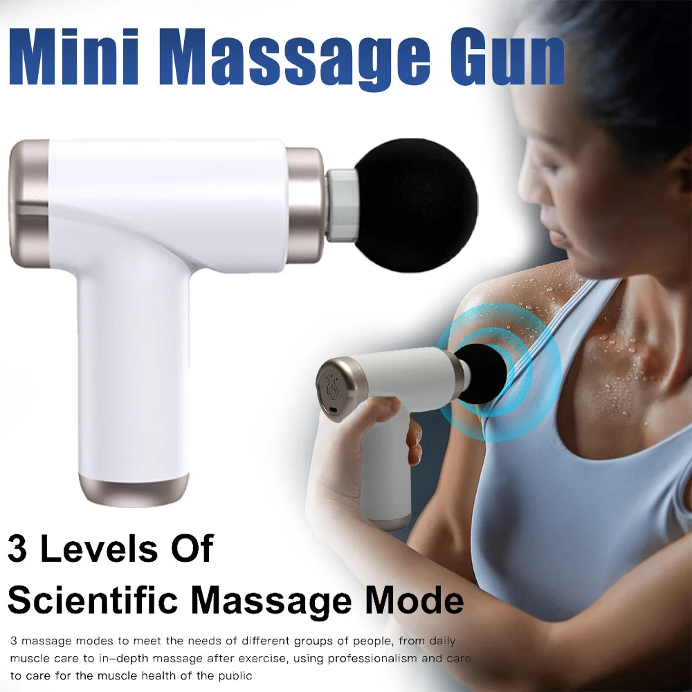 Fascial Massage Gun Electric Deep Muscle Tissue Relaxation Neck Back Body Compression Massager Portable Fitness Tool 3 Gear Mini