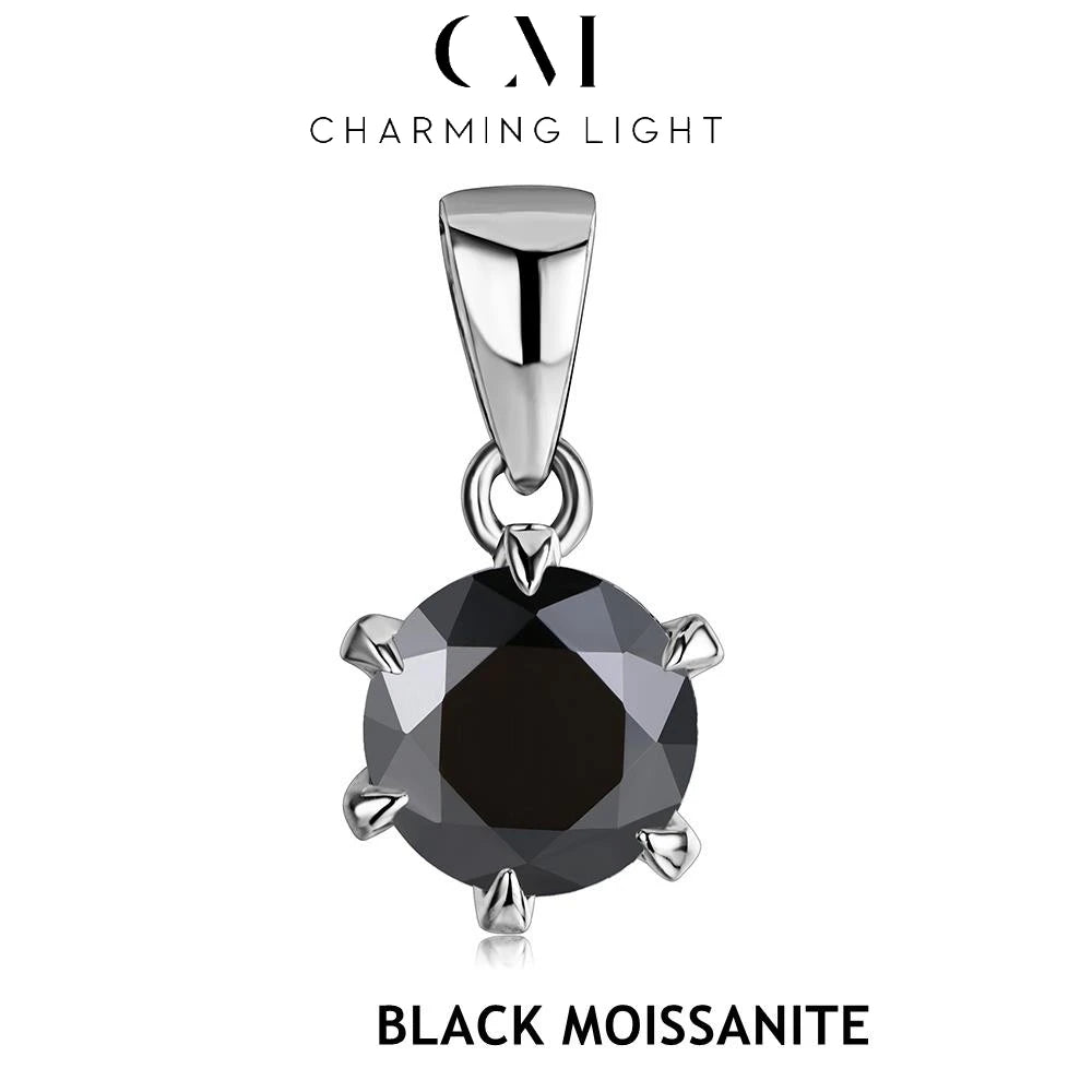 CHARMING 1 Carat Moissanite Necklace Pendant Lab Diamond 925 Silver Rhodium plating for Women Fine Classic Gemstone Necklace - Uknowucme