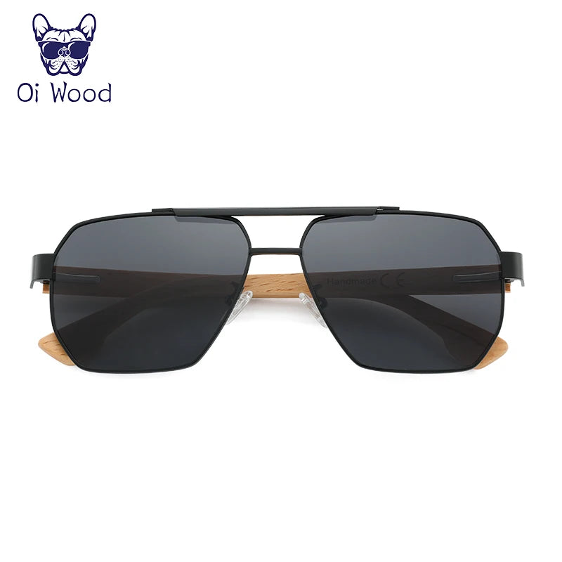 Wood Sunglasses For Men Women Square Metal Sun Glasses Blue Lens UV Protection New Eyewear Night Driving Glasses 9006 - Uknowucme