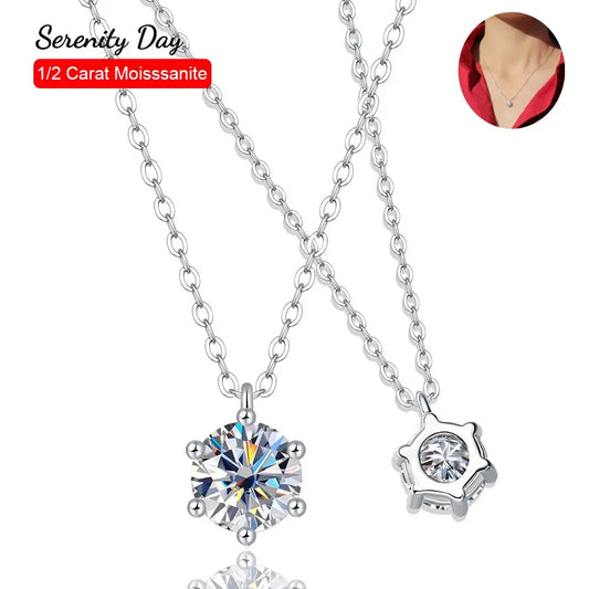 Real D Color 1 Carat Moissanite Pendant Necklace GRA Certificate for Women Wedding Bridal 100% S925 Sterling Silver Fine Jewelry - Uknowucme