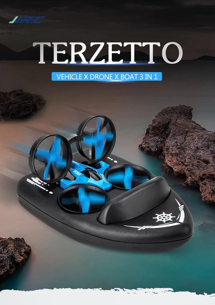 Sea, land, and air flight 3-in-1 JJRC H36F mini drone, unmanned mode, 360 ° roll 2.4G 6-axis quadcopter ship RC children's toy