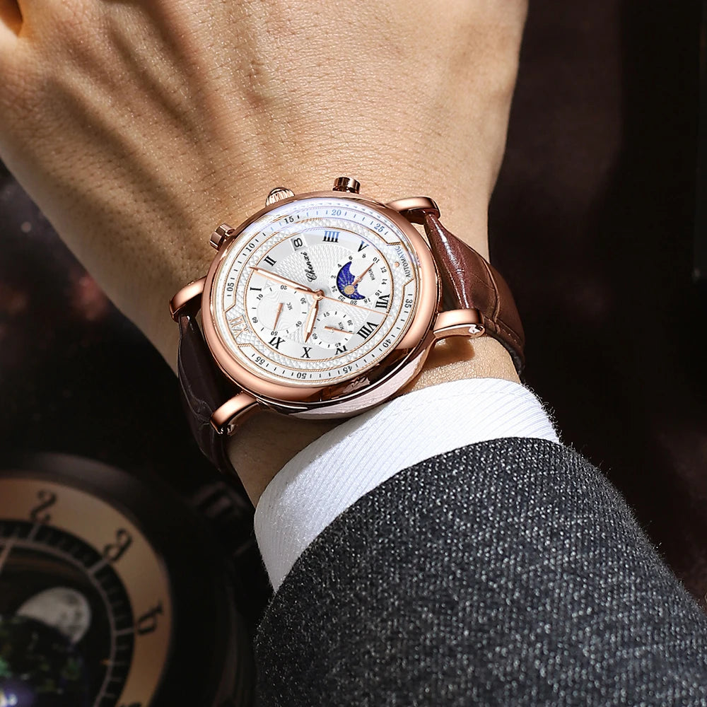CHENXI Men Quartz Watch Luxury Sports Waterproof Chronograph Luminous Date Men’s Wrist Watch Business Leather Watches Clock - Uknowucme
