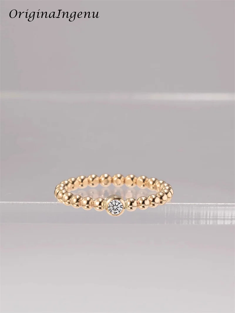 14K Gold Filled Moissanite Ring Handmade Beads Band Ring Minimalism Jewelry Tarnish Resistant Jewelry Boho Women Ring - Uknowucme