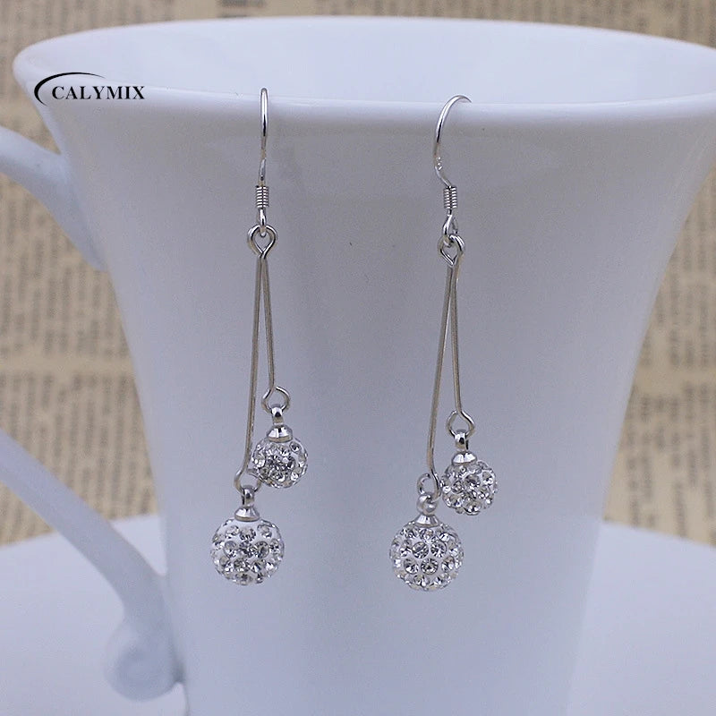 NEW S925 Sterling Silver Color Simple Round Bling CZ Zircon Stone Stud Earrings Fashion Jewelry Korean Earrings for Women Girl - Uknowucme