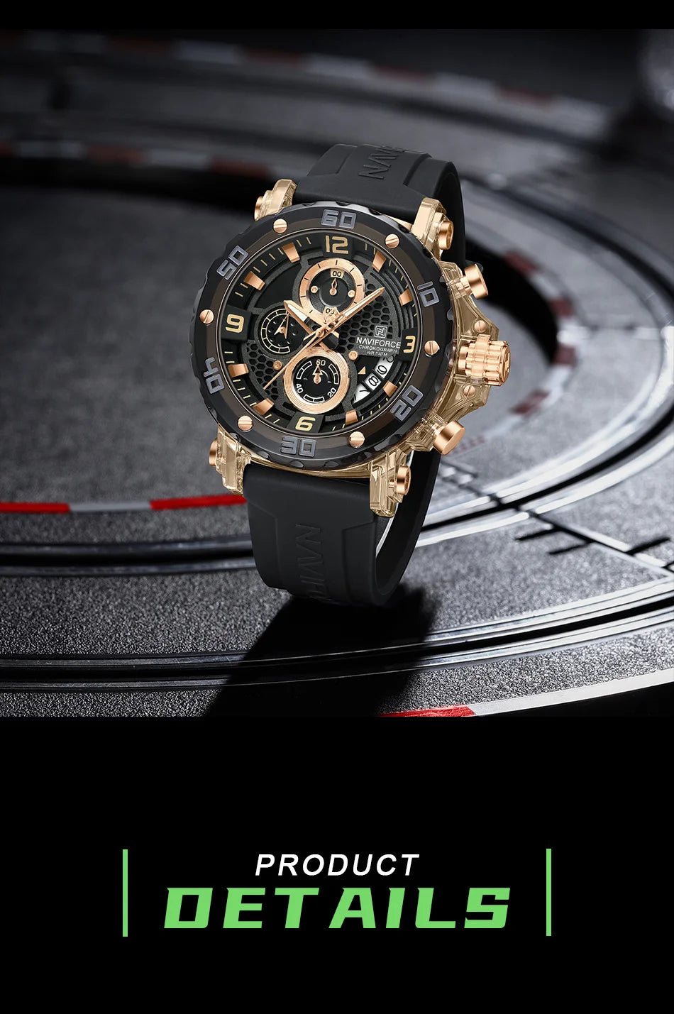 NAVIFORCE Men's Quartz Watch Fashion Trend 5ATM Waterproof Male Watches Chronograph Luminous Hands Silicone Strap Lightweight - Uknowucme