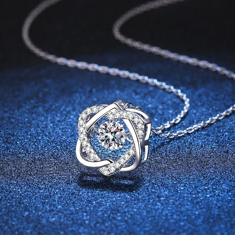 Moissanite Necklace For Women 100% Sterling S925 Silver With White Gold Plated Lab Diamond Jewelry Wedding Pendant with O-chain - Uknowucme