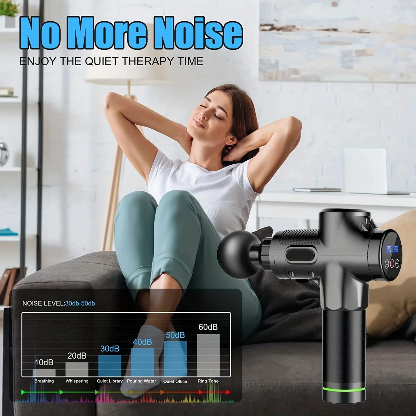 Deep Muscle Massage Gun Electric Percussion Pistol Massager For Body Neck Back Leg Fitness Tool 30 Levels Deep Muscle Massage Gu