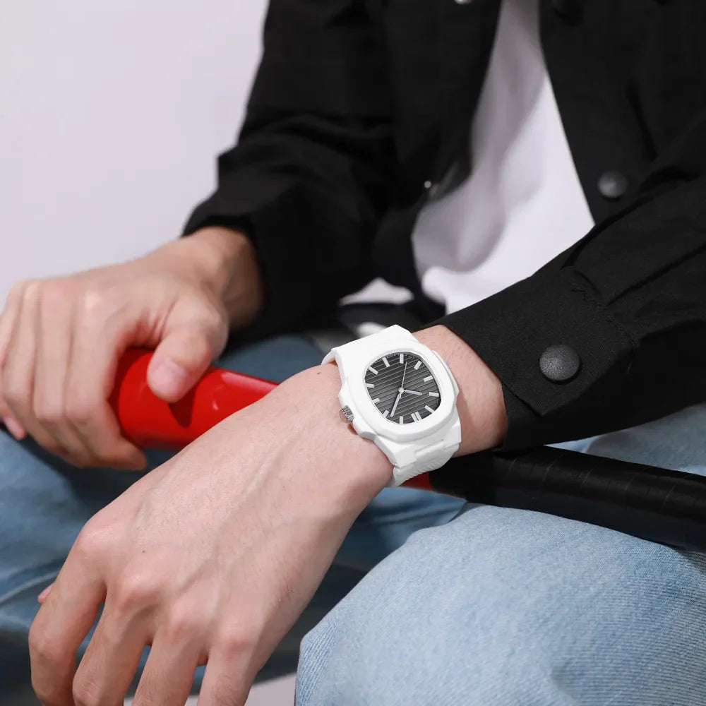 Men Women Watch Classic Orologio Simple Couple Black White Silicone Blue Reloj Quartz Wristwatch Male Man Ladies Student Clock - Uknowucme