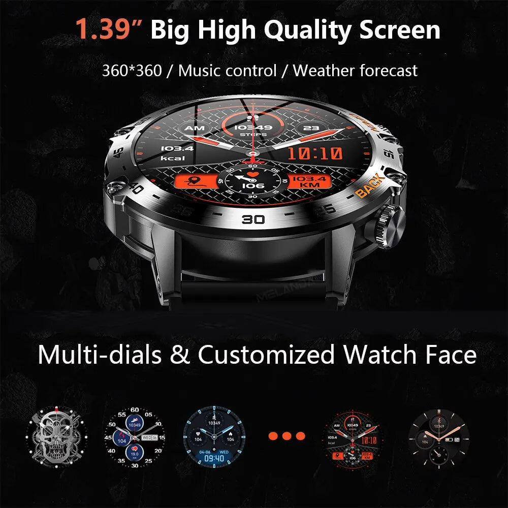 MELANDA Steel 1.39" Bluetooth Call Smart Watch Men Sports Fitness Tracker Watches IP68 Waterproof Smartwatch for Android IOS K52 - Uknowucme