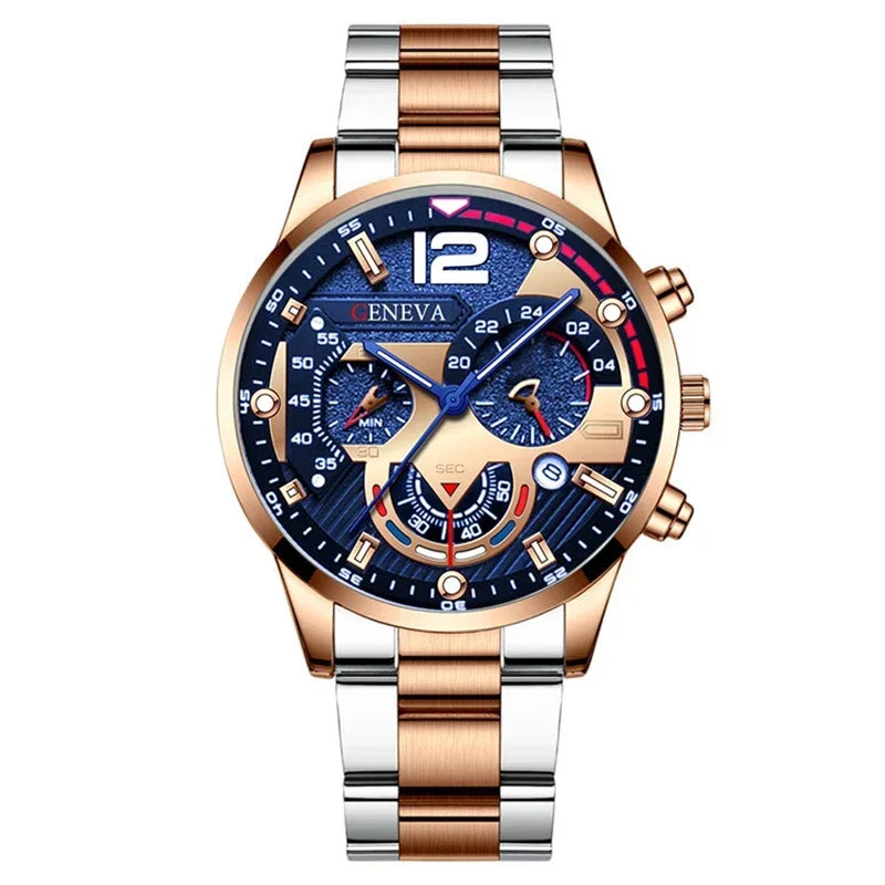 NEWFashion Mens Stainless Steel Watches Luxury Quartz Wristwatch Calendar Luminous Clock Men Business Casual Watch Reloj Hombre - Uknowucme