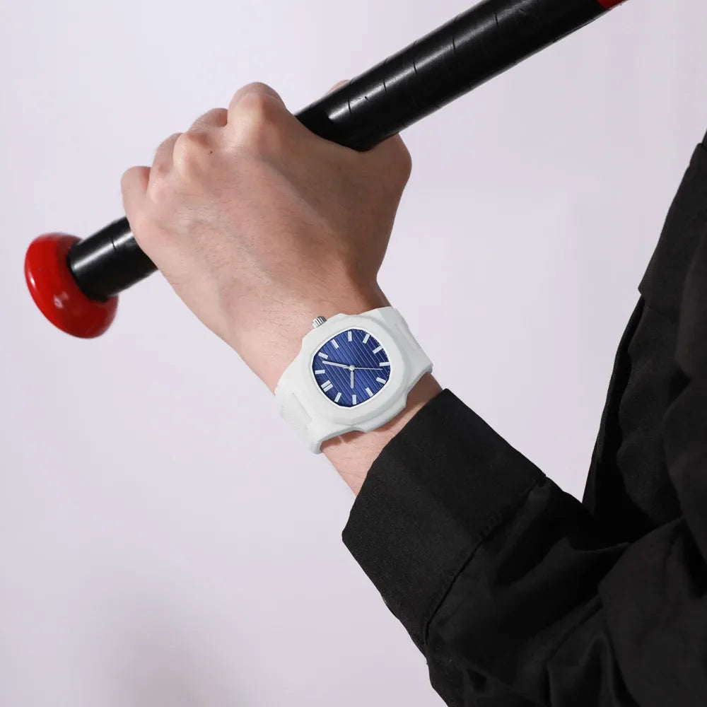 Men Women Watch Classic Orologio Simple Couple Black White Silicone Blue Reloj Quartz Wristwatch Male Man Ladies Student Clock - Uknowucme