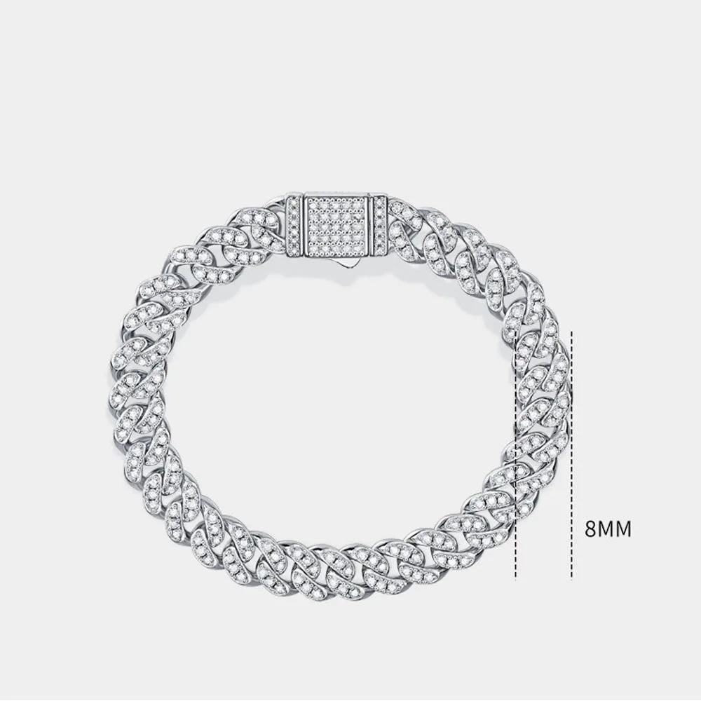 HOYON S925 Sterling Silver Bracelet Moissanite Deluxe All Diamond Hip Hop Women's Bracelet 8mm Men's Bracelet Premium Jewelry - Uknowucme