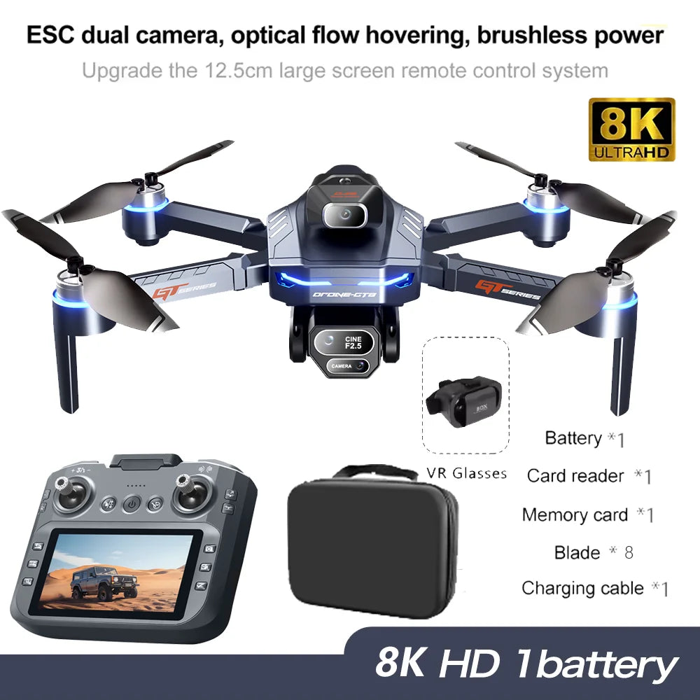 2025 New GT8 Drone GPS 8K Professional HD 360° Dual Cameras 5G WIFI Brushless Motors Obstacle Avoidance Foldable Quadcopter Toys - Uknowucme
