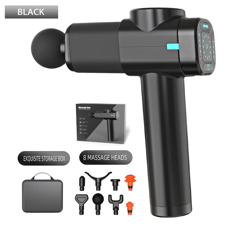 Massage Gun 30 Speed& 8 Heads Deep Tissue High Percussion Muscle Back Neck Massager For Athletes Pain Relief Fascia Gun