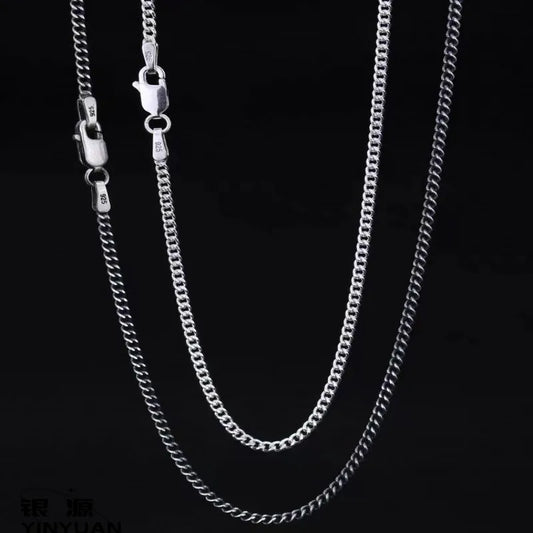 BOCAI New 100% 925 Sterling Silver Jewelry Accessories Trendy Punk Hip Hop Men's and Women's Necklaces Cuban Chain Detaj Style