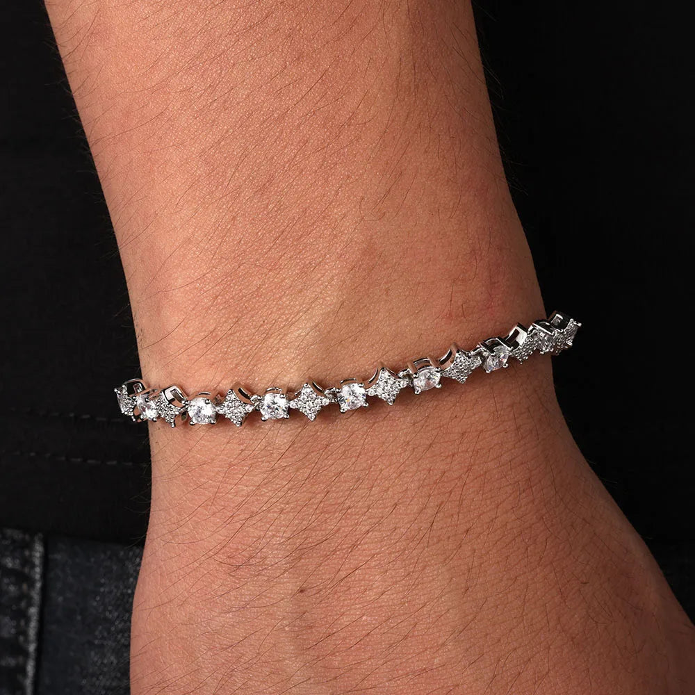 ESKEEM Custom Black White Moissanite Star Tennis Chain Exquisite Party Wedding Gift Bling Iced VVS 925 Silver Tennis Necklace - Uknowucme
