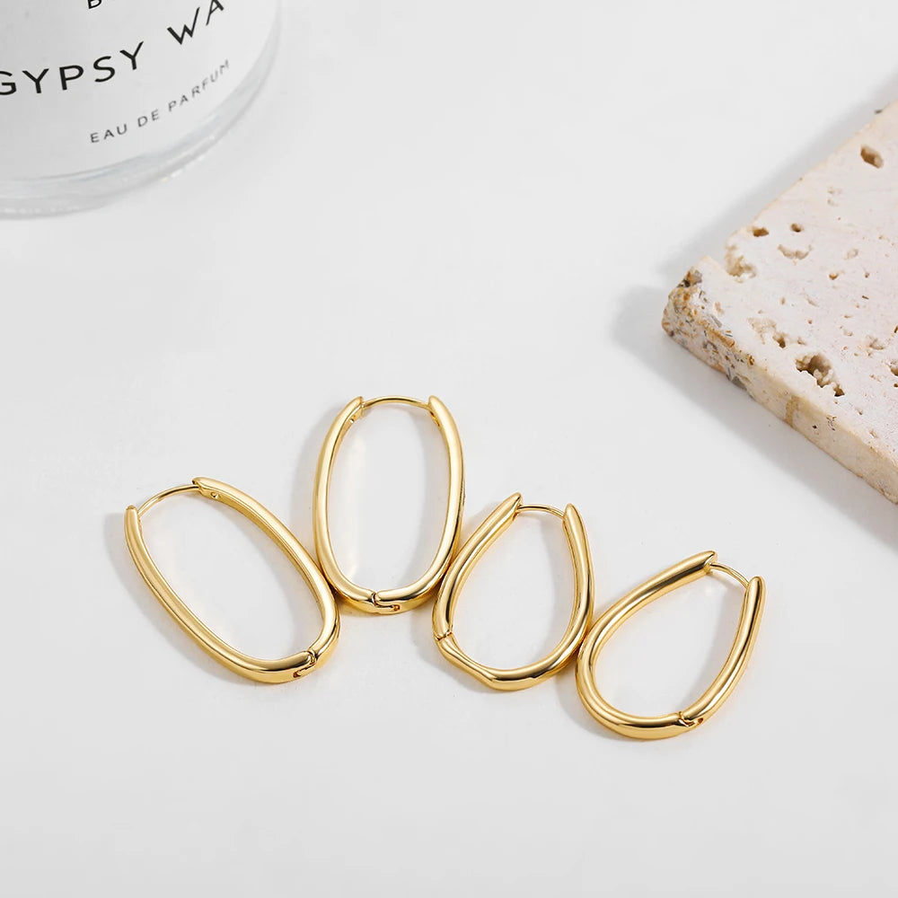 Minimalist Gold Plated Twisted Figaro Circle Round Shape Huggies Earring for Women Punk Glossy Metal Hinged Back Hoop Earrings - Uknowucme