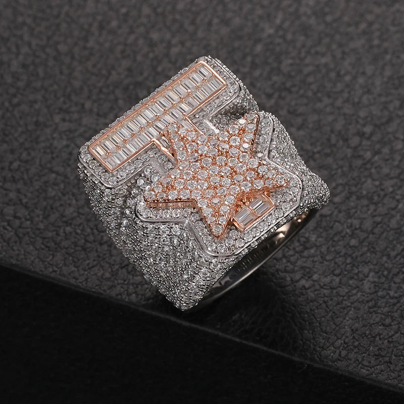 TUHE Unisex Custom letter Ring 925 Silver Skeleton Moissanite Iced Out Hip Hop Rings For Men Hip Hop Jewelry Gifts - Uknowucme