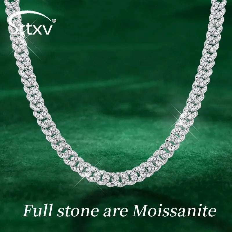 Full Real Moissanite Hip Hop Necklaces For Men Women VVS1 Diamond S925 Sterling Silver 8mm Cuban Teenis Neck Chain Gifts Jewelry - Uknowucme