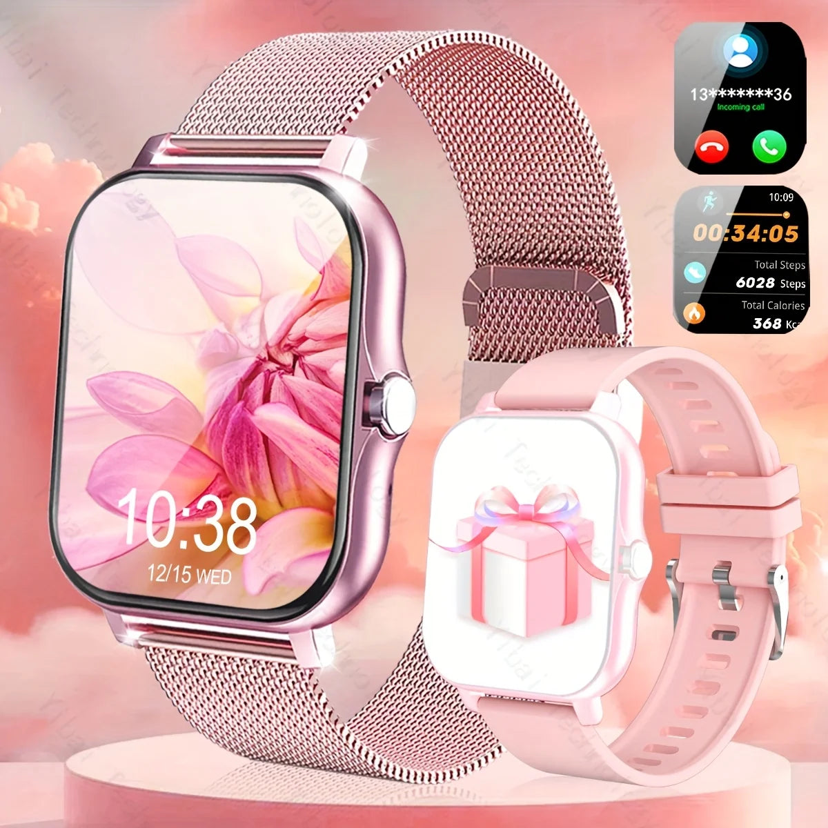 Fashion Smart Watch, Equipped with 1.83-inch HD Display, Wireless Call and Voice Assistant-fitness Tracker, USB Charging.