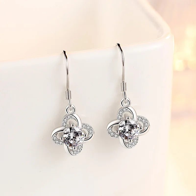 NEW S925 Sterling Silver Color Simple Round Bling CZ Zircon Stone Stud Earrings Fashion Jewelry Korean Earrings for Women Girl - Uknowucme