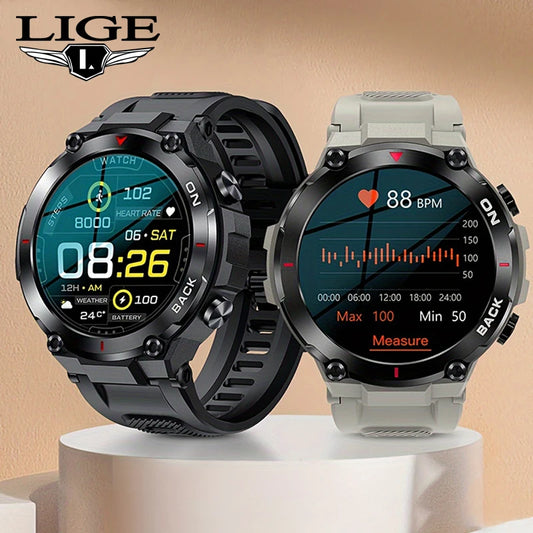 LIGE 2024 GPS Smart Watch Sports Fitness Bracelet Call Reminder Heart Rate IP68 Waterproof Smartwatch For Men Android IOS Watch