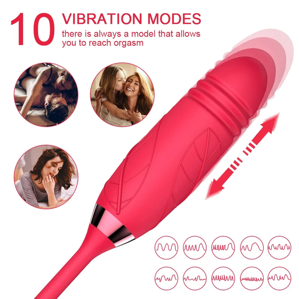 Rose Sucking Vibrator Women Masturbator Nipple Penetration Vagina Vibrator Sucker Dildo Masturbators 2 in 1 Sexy Shop Products