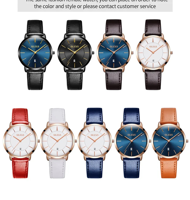 New In OLEVS Quartz Watch for Men Ultra Thin 6.5mm Minimalist Waterproof Date Bussiness Watch Fashion Leather Strap Men's Watch - Uknowucme