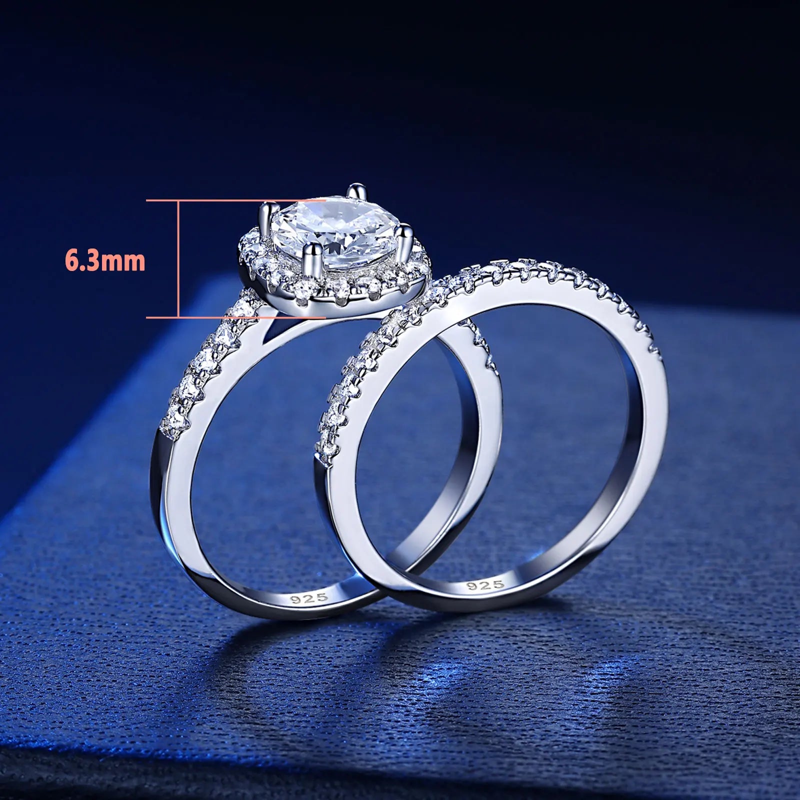 Newshe Prata 925 Silver Engagement Rings Set for Women Anillos Brilliant Halo Round Cut Cubic Zircon Luxury Wedding Jewelry - Uknowucme