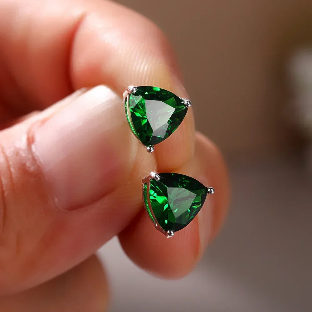 2025 Geometric Green CZ Sparkling Cubic Zirconia Earrings, Suitable for Women's Wedding Parties, Elegant  Jewelry - Uknowucme