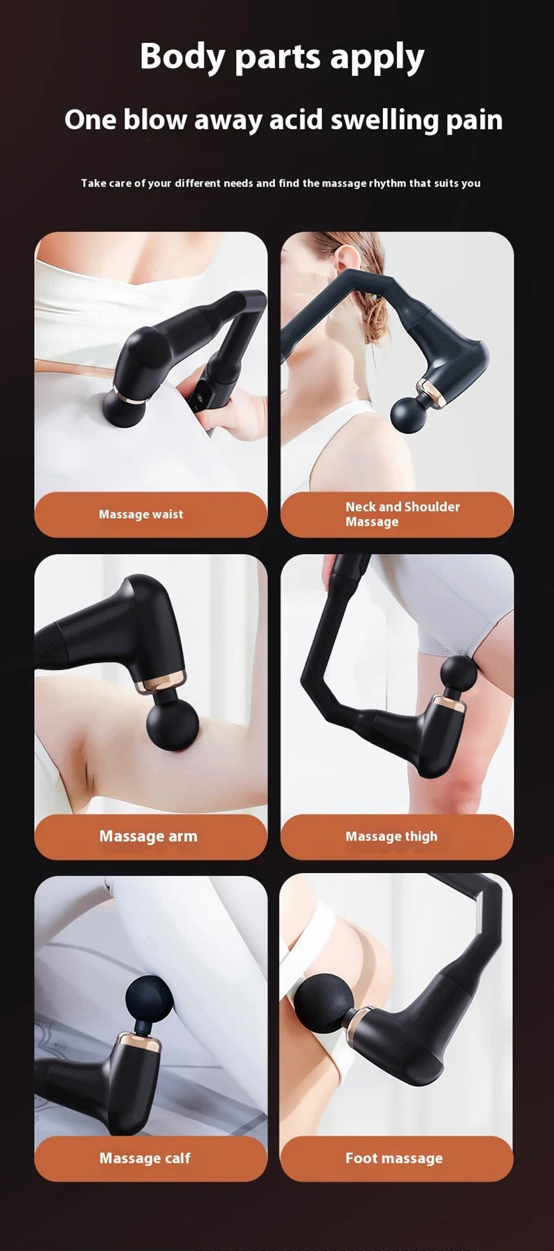 Massage Gun  Muscle Massager Deep Tissue With Extended Handle Portable Rechargeable Fascia Gun for Neck Shoulder Back Leg