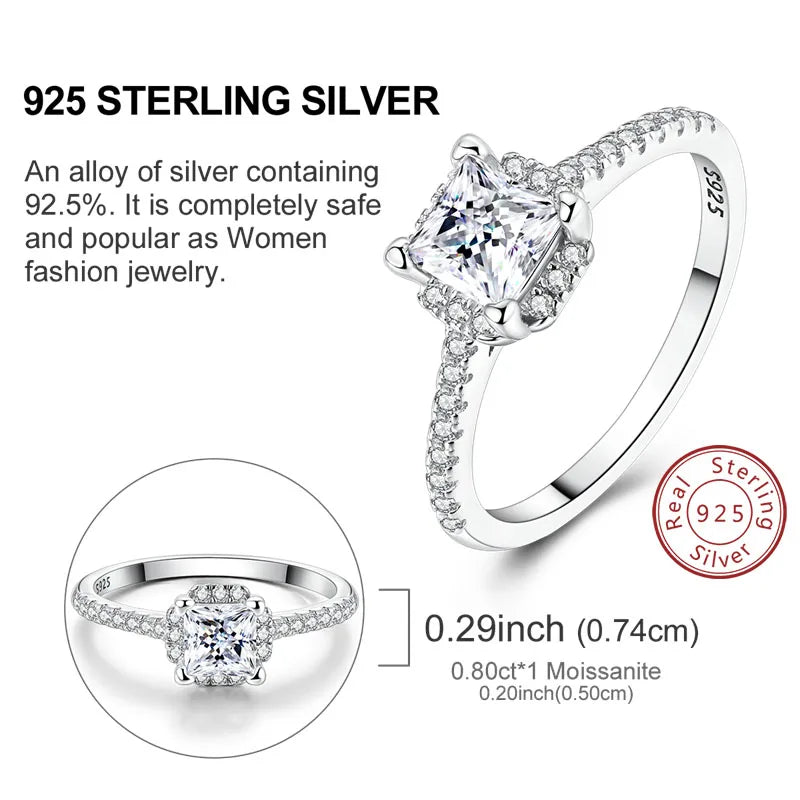 Moissanite Ring Real 925 Sterling Silver Simple Sparkling Shiny Oval Stone Ring For Women Engagement Wedding Luxury Fine Jewelry - Uknowucme