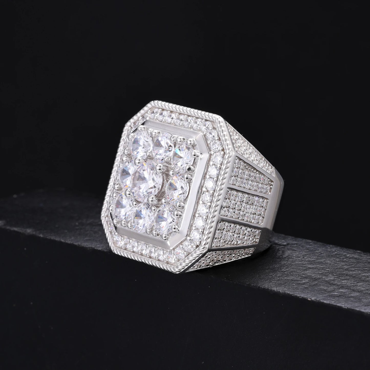 Moissanite Finger Rings Men Certificate Square Couple Ring For Women Luxury 925 Sterling Silver High Quality Hip Hop Jewelry - Uknowucme