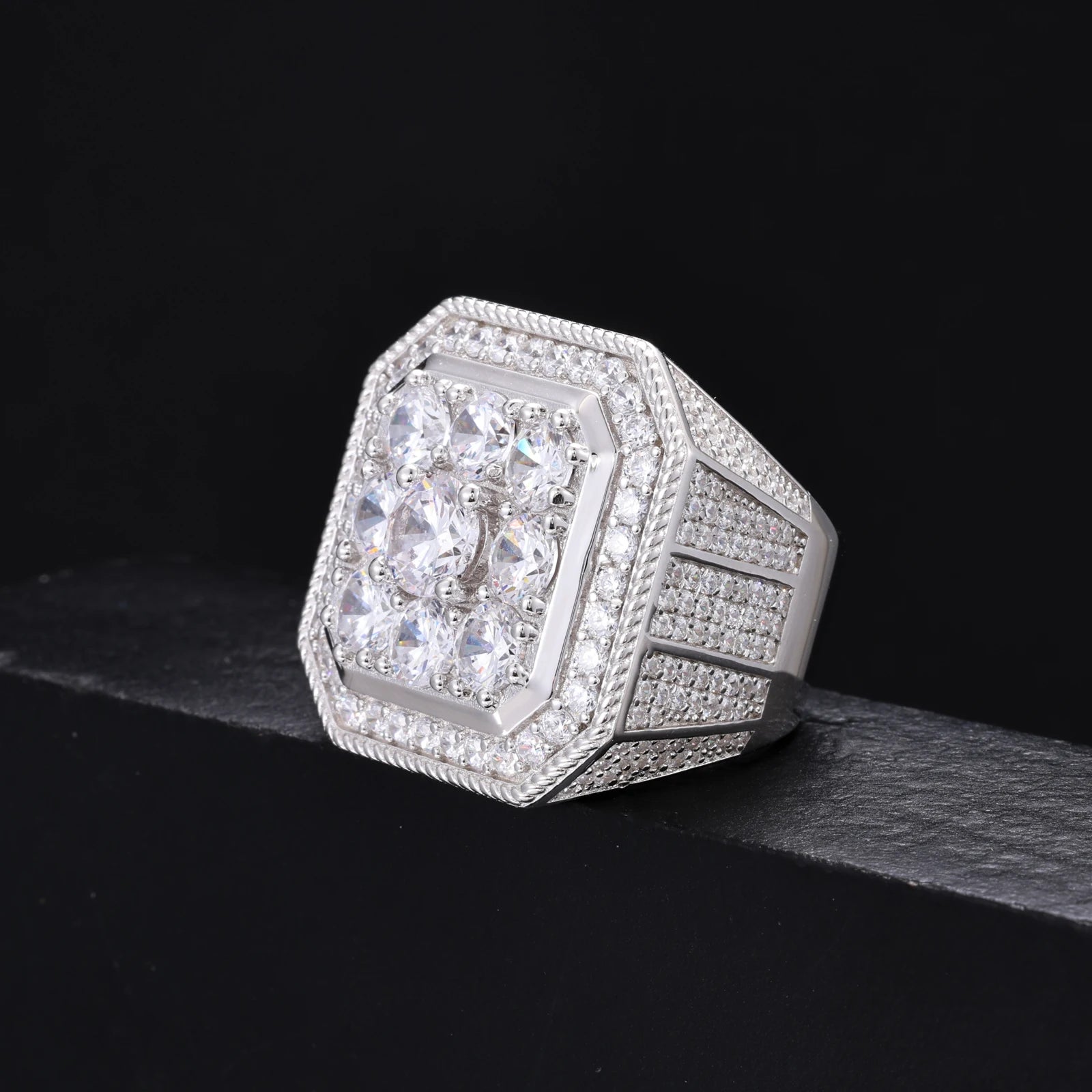 Moissanite Finger Rings Men Certificate Square Couple Ring For Women Luxury 925 Sterling Silver High Quality Hip Hop Jewelry - Uknowucme