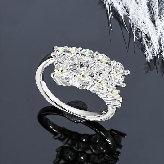 10 Stones All Moissanite Bridal Rings Open Ring 925 Silver with Certificate Woman Engagement Wedding Jewelry Anillos Original - Uknowucme