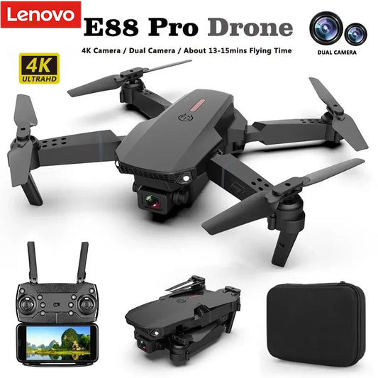 Lenovo E88 Pro Drone 4k Profesional HD 8k Rc Airplane Dual-Camera Wide-Angle Head Remote Quadcopter Airplane Toy Helicopter - Uknowucme