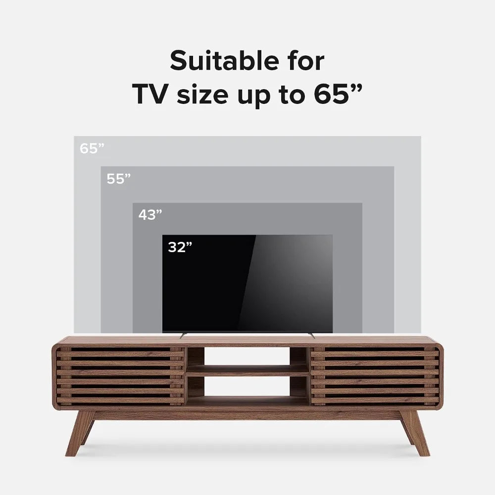 Ensley TV Stand, Mid-Century Modern Television Stand for 55/60/65 inch TV, Farmhouse Entertainment Center with Storage