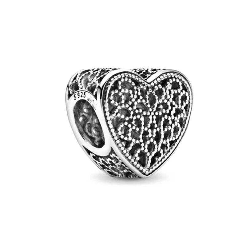 2025 New Hot Selling 925 Silver Heart Shaped Bead Bracelet Suitable for European Women's Exquisite Charm Jewelry - Uknowucme